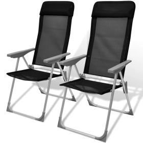 Camping Chairs 2 pcs Black Aluminum