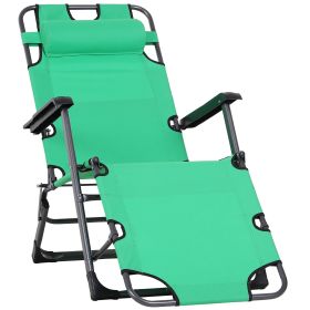 2-in-1 Beach Lounge Chair & Camping Chair w/ Pillow & Pocket